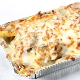 سیب زمینی تنوری با فیله مرغ و قارچ و پنیر
