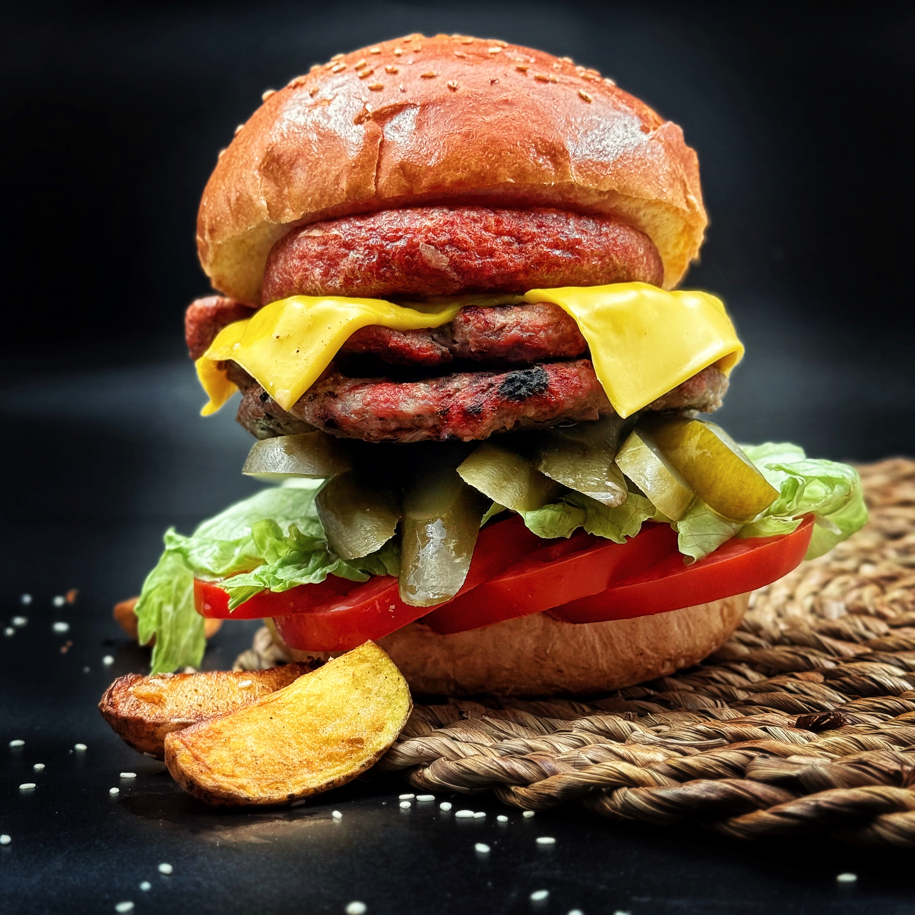دابل چوریتسو برگر + سیب تنوری