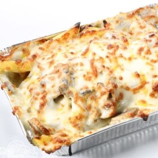 سیب زمینی تنوری با فیله مرغ و قارچ و پنیر